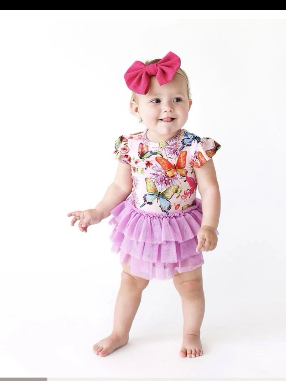 The Posh Peanut Tulle Bodysuit Dress 2T Watercolor Butterfly Purple